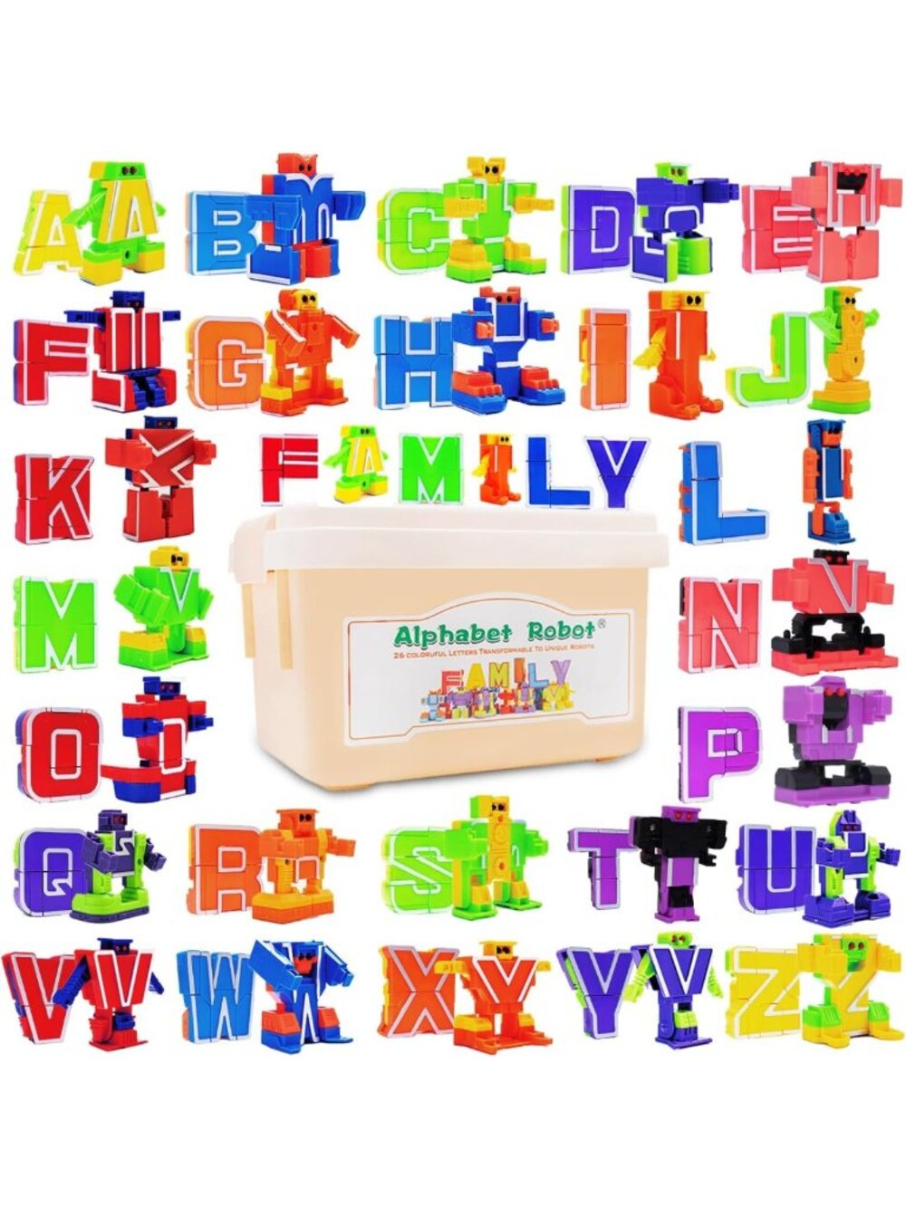 26-Piece Alphabet Robot Learning Toys for Kids Ages 3-5 - Fun ABC Blocks & Gifts